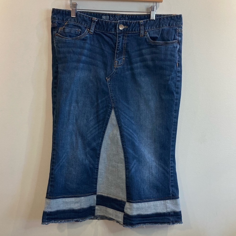 DENIM SKIRT Sz 14 Do It Yourself Project Colour Blocked Wabasso Two Toned Jeans